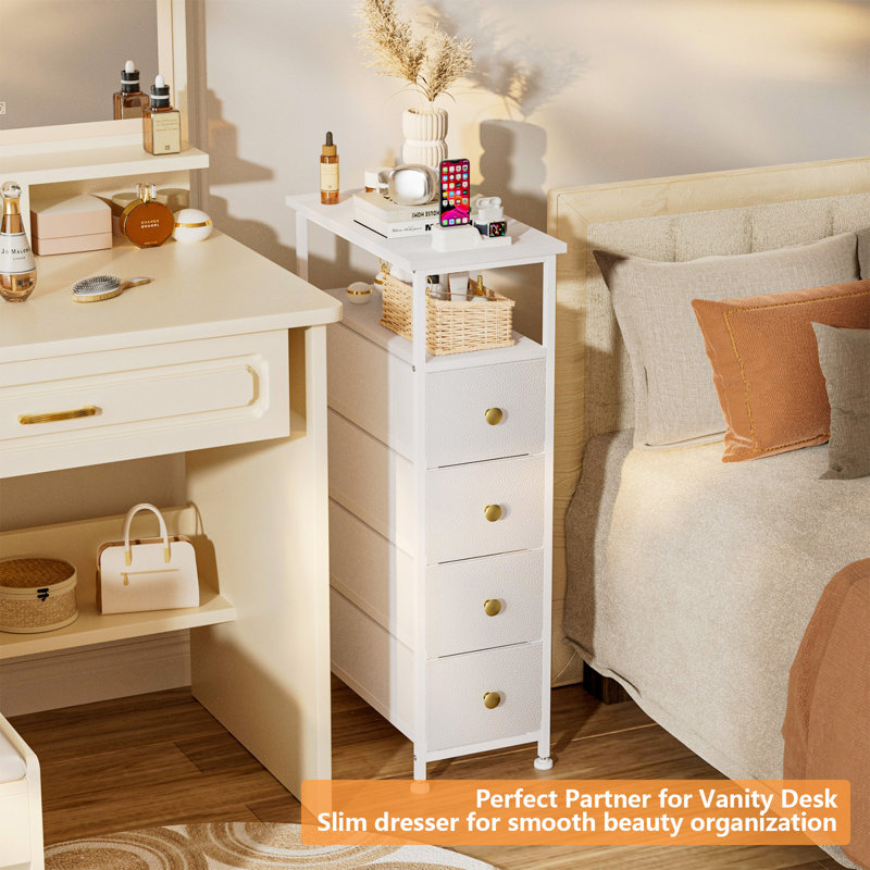 Wrought Studio™ Narrow Dresser for Bedroom Tall Nightstand with 4